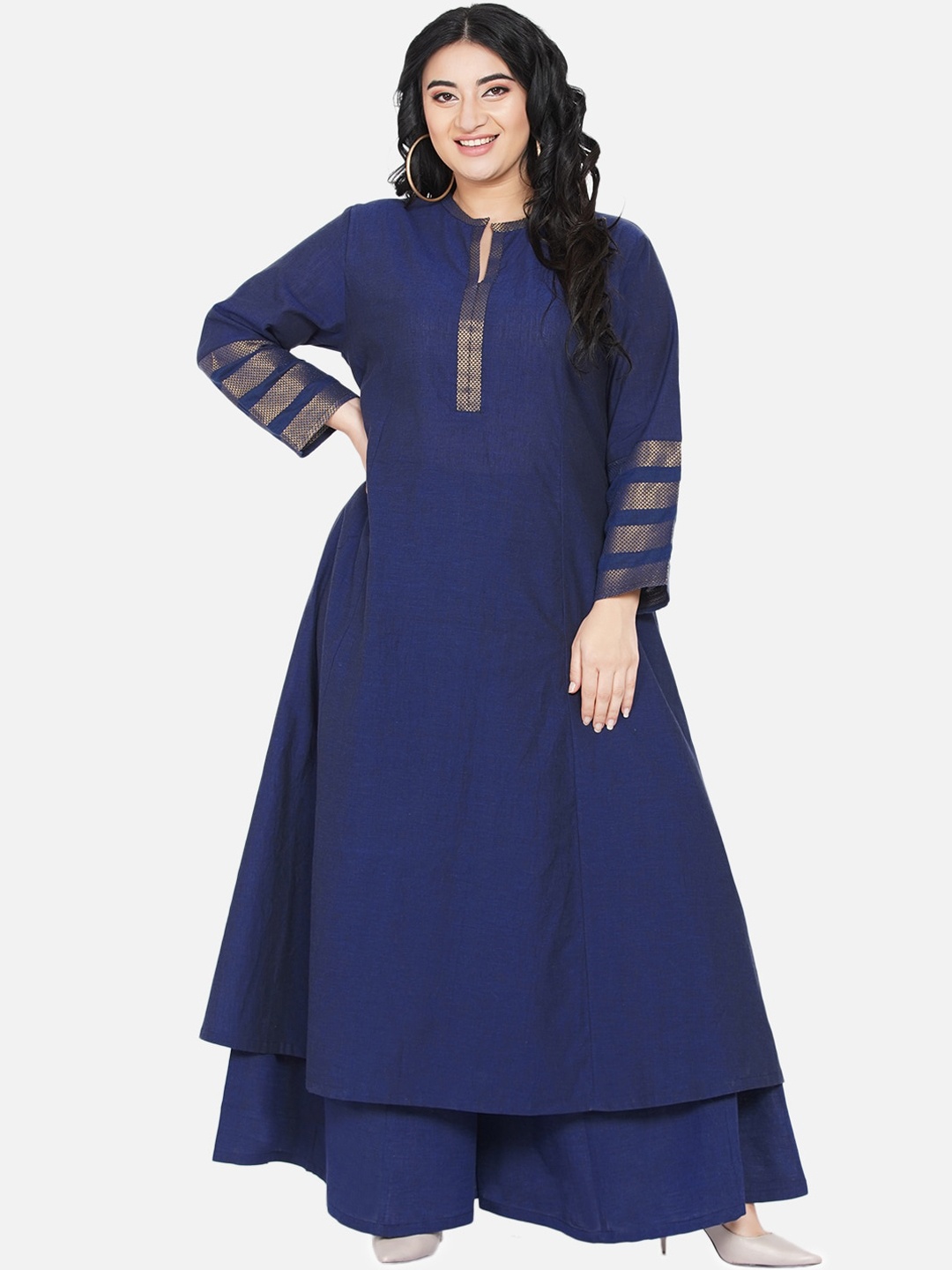 

Love More Women Navy Blue Kurta with Sharara