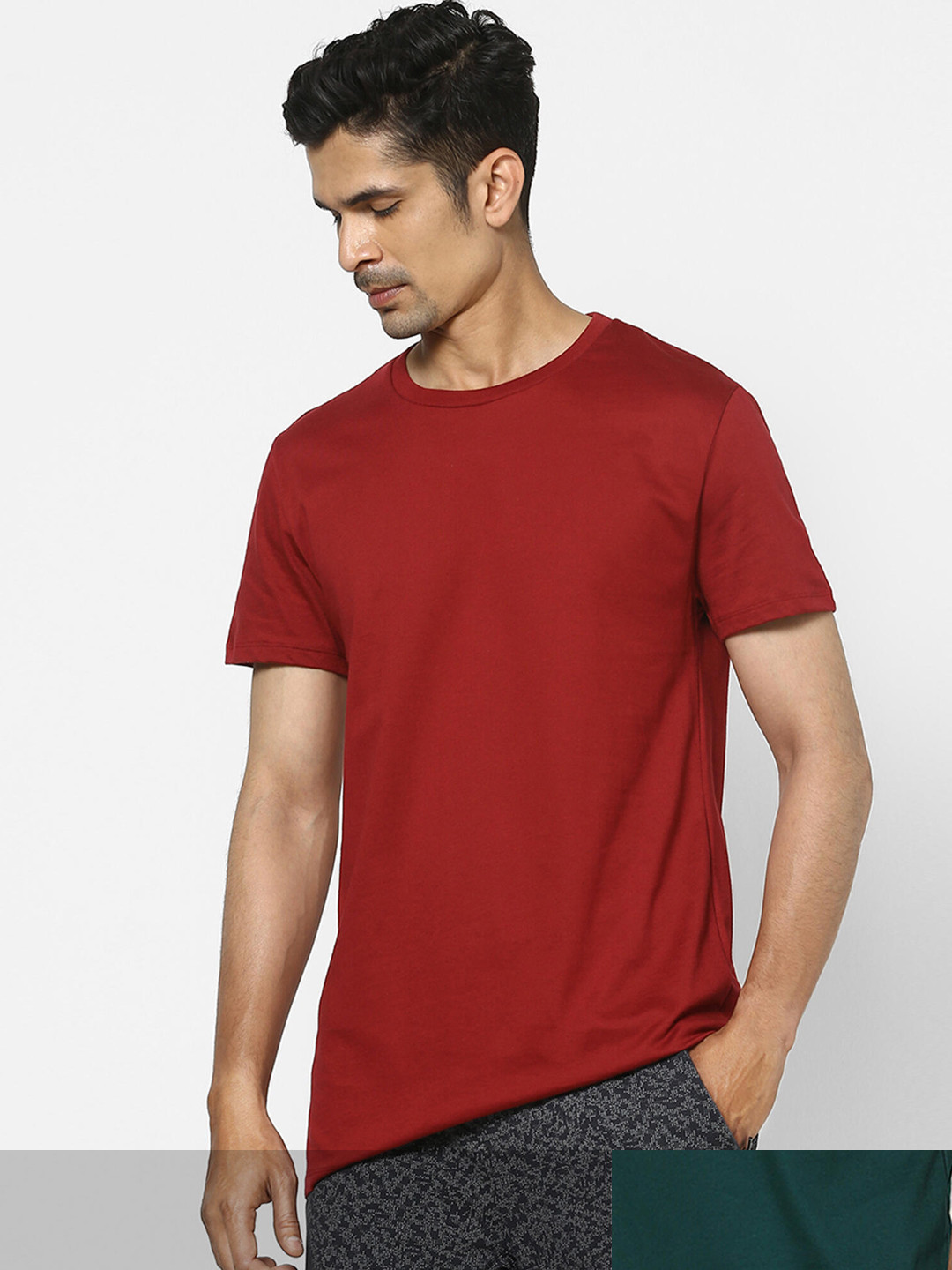 

NYAMBA By Decathlon Men Pack of 2 Solid Pure Cotton Pilates T-shirts, Maroon