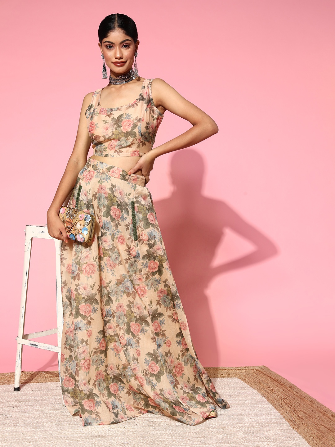 

Shae by SASSAFRAS Pretty Pink Printed Ready to Wear Lehenga Choli