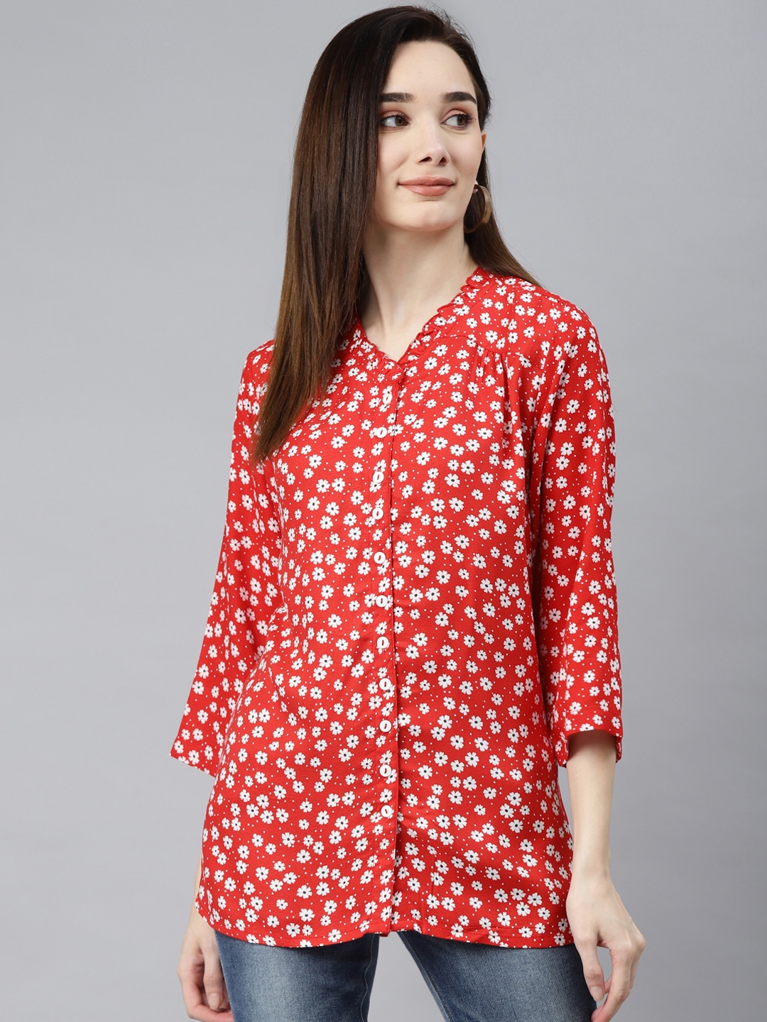 

Ayaany Women Red Comfort Floral Printed Casual Shirt