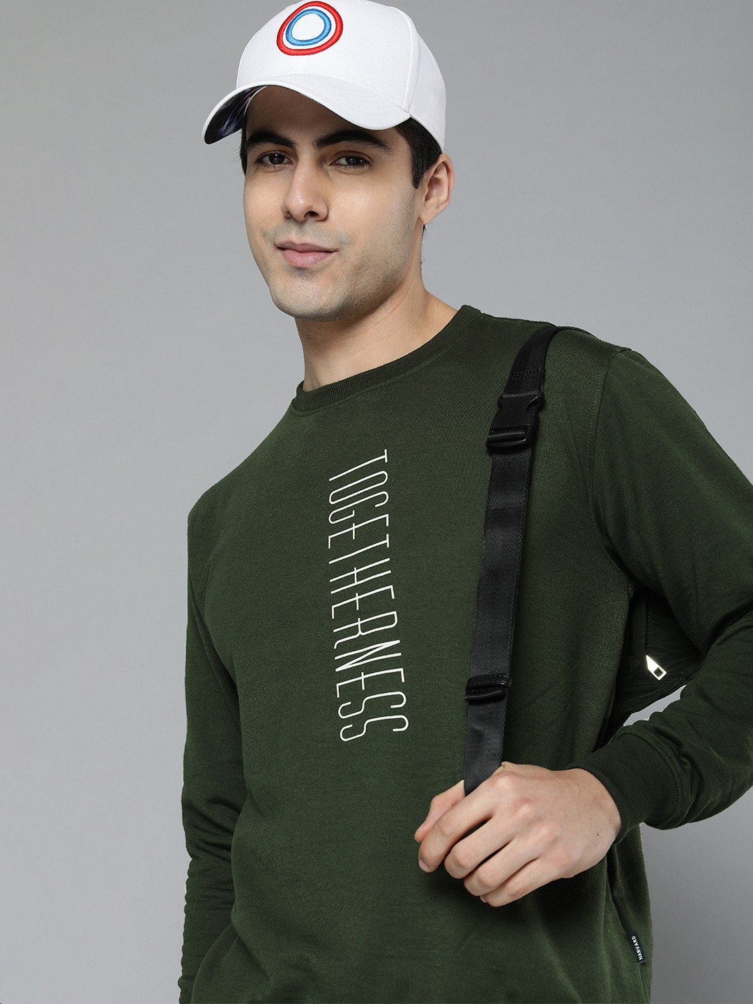 

Harvard Men Olive Green Printed Sweatshirt