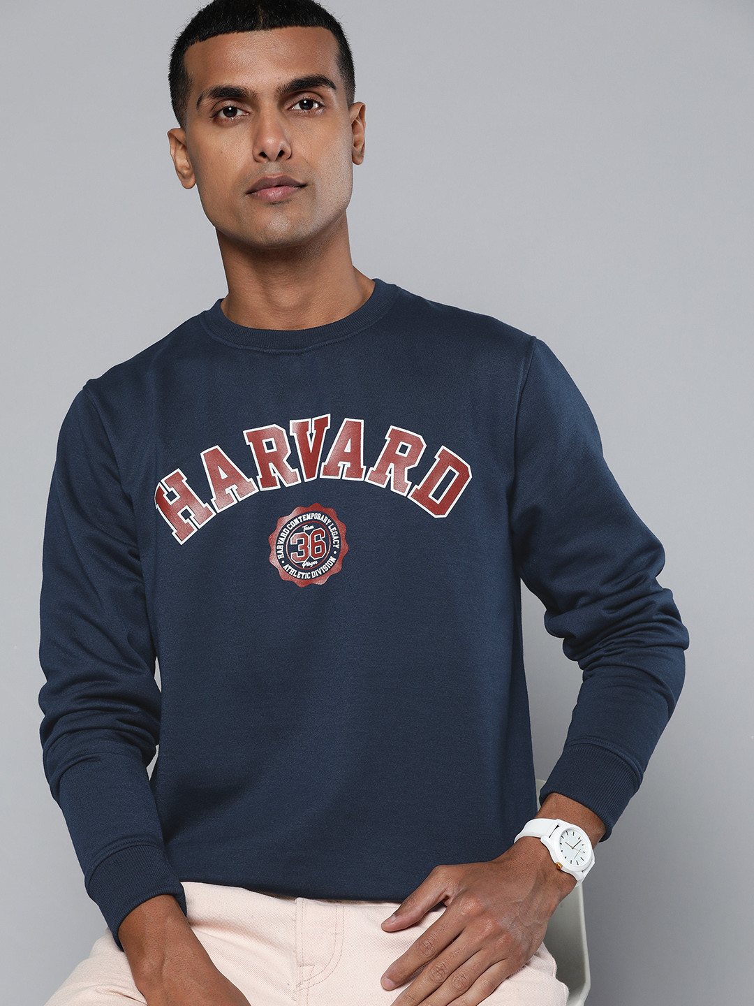

Harvard Men Navy Blue Brand Logo Printed Sweatshirt