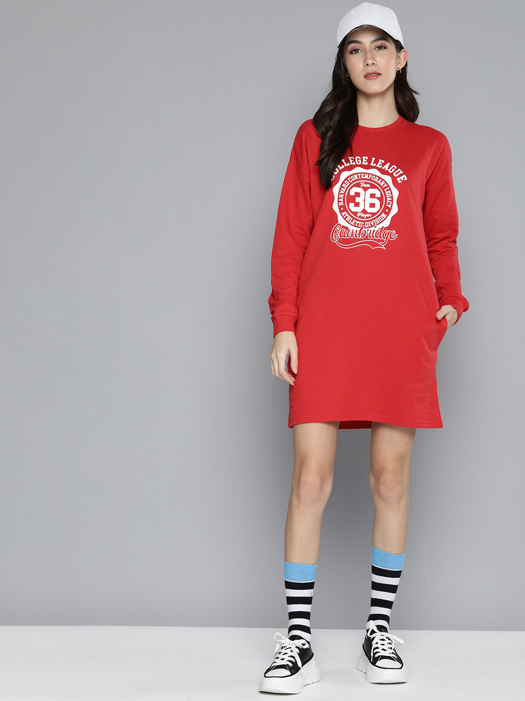 

Harvard Women Brand Logo Printed T-shirt Dress, Red