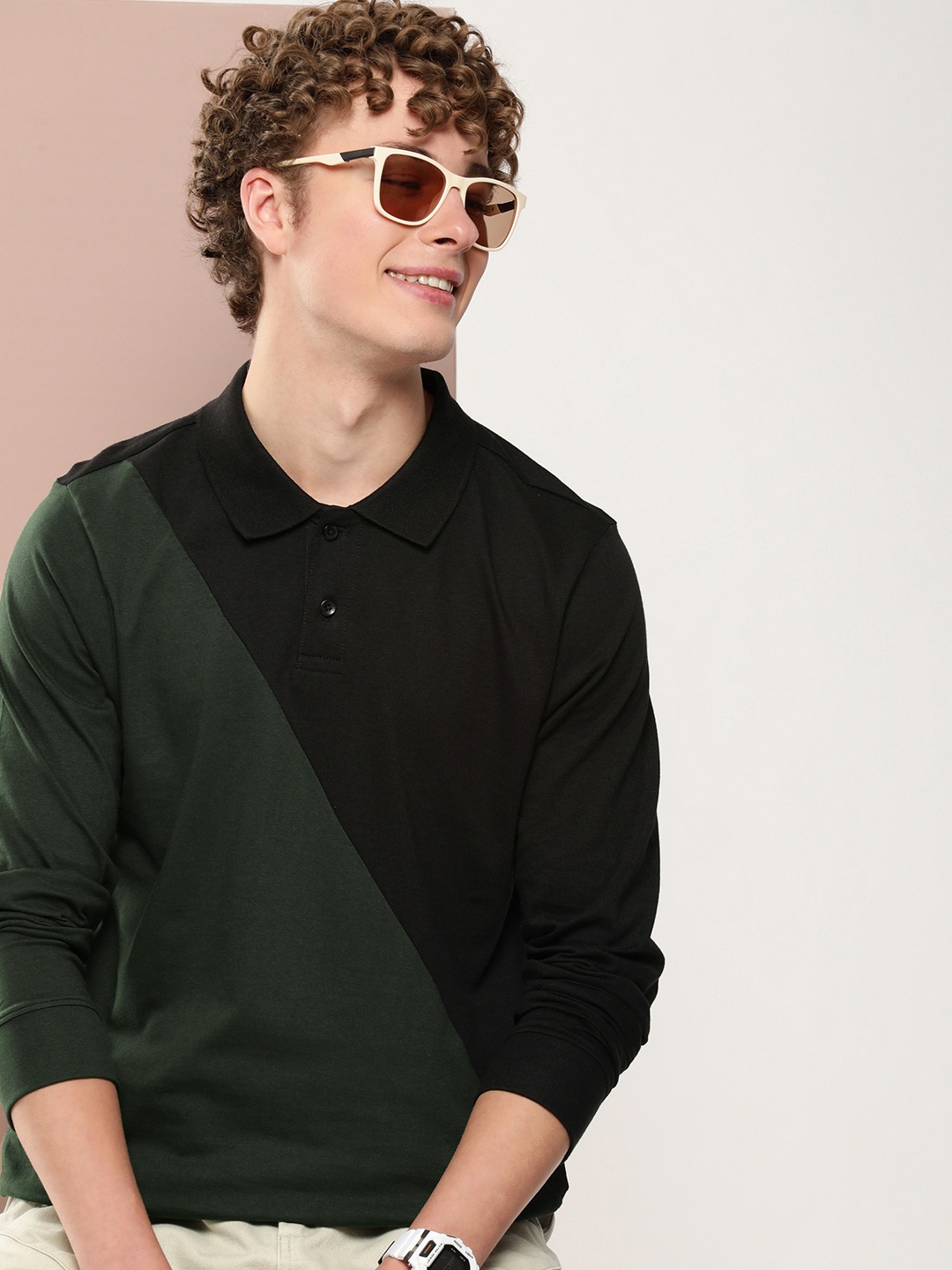 

Harvard Colourblocked Polo Collar Pure Cotton T-shirt, Black