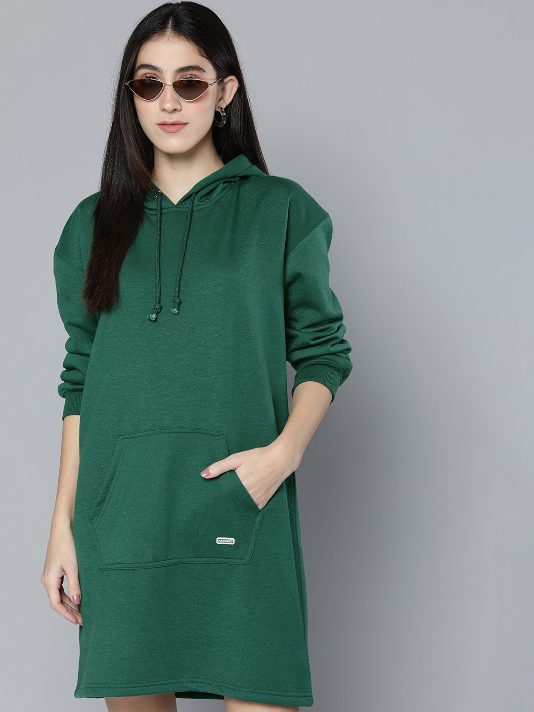 

Harvard Green Solid Sweatshirt Dress
