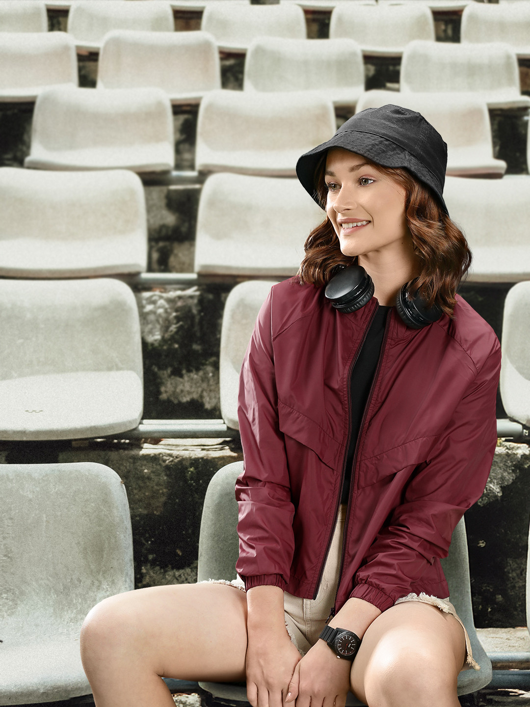 

Harvard Women Maroon Solid Oversized Layer Jacket