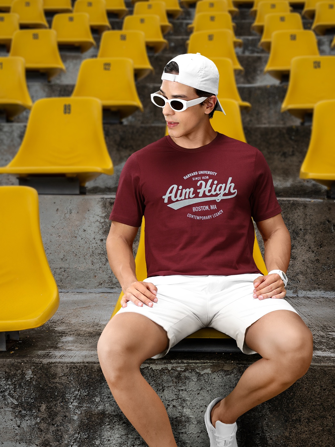

Harvard Typography Printed Pure Cotton T-shirt, Maroon