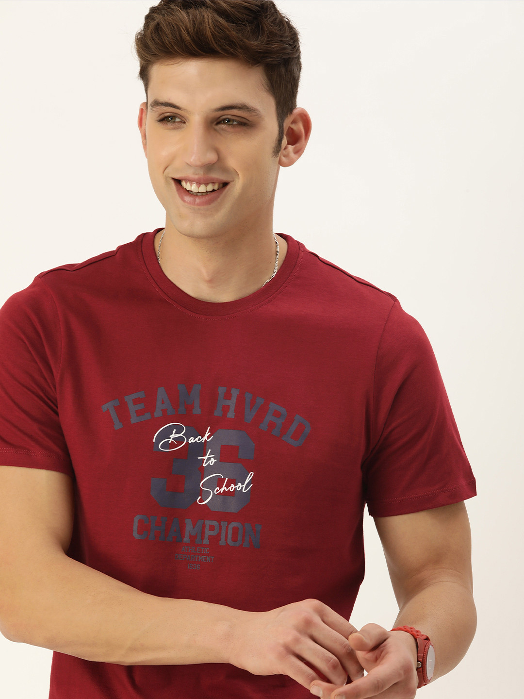 

Harvard Men Red Typography Printed Pure Cotton T-shirt