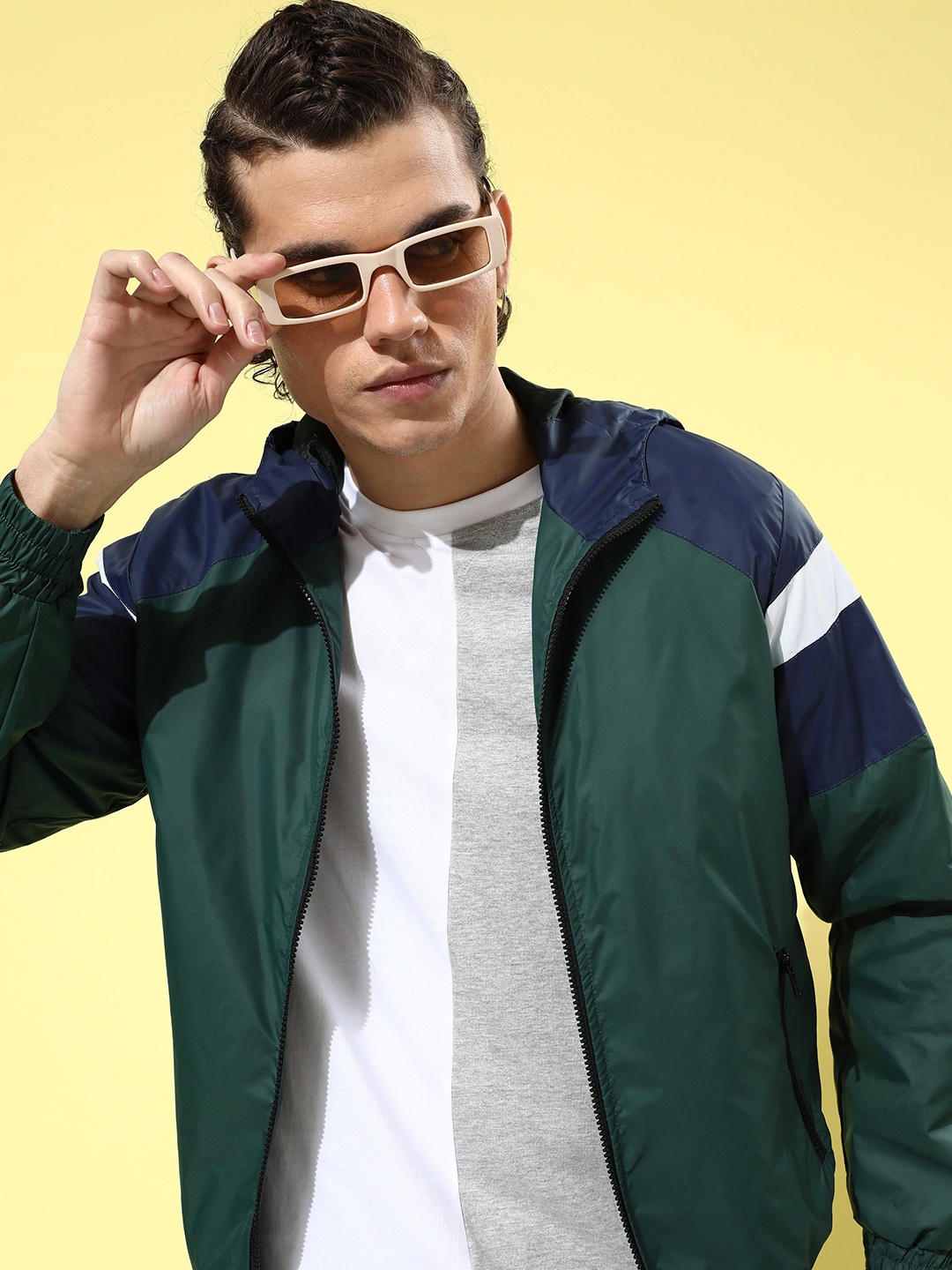 

Harvard Men Green Hooded Bomber Jacket