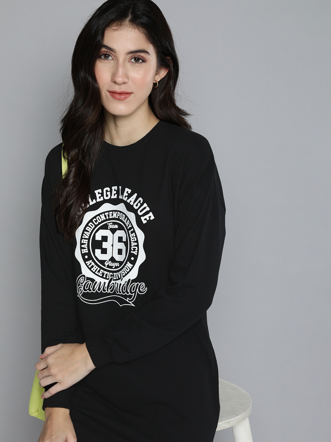 

Harvard Women Brand Logo Printed T-shirt Dress, Black