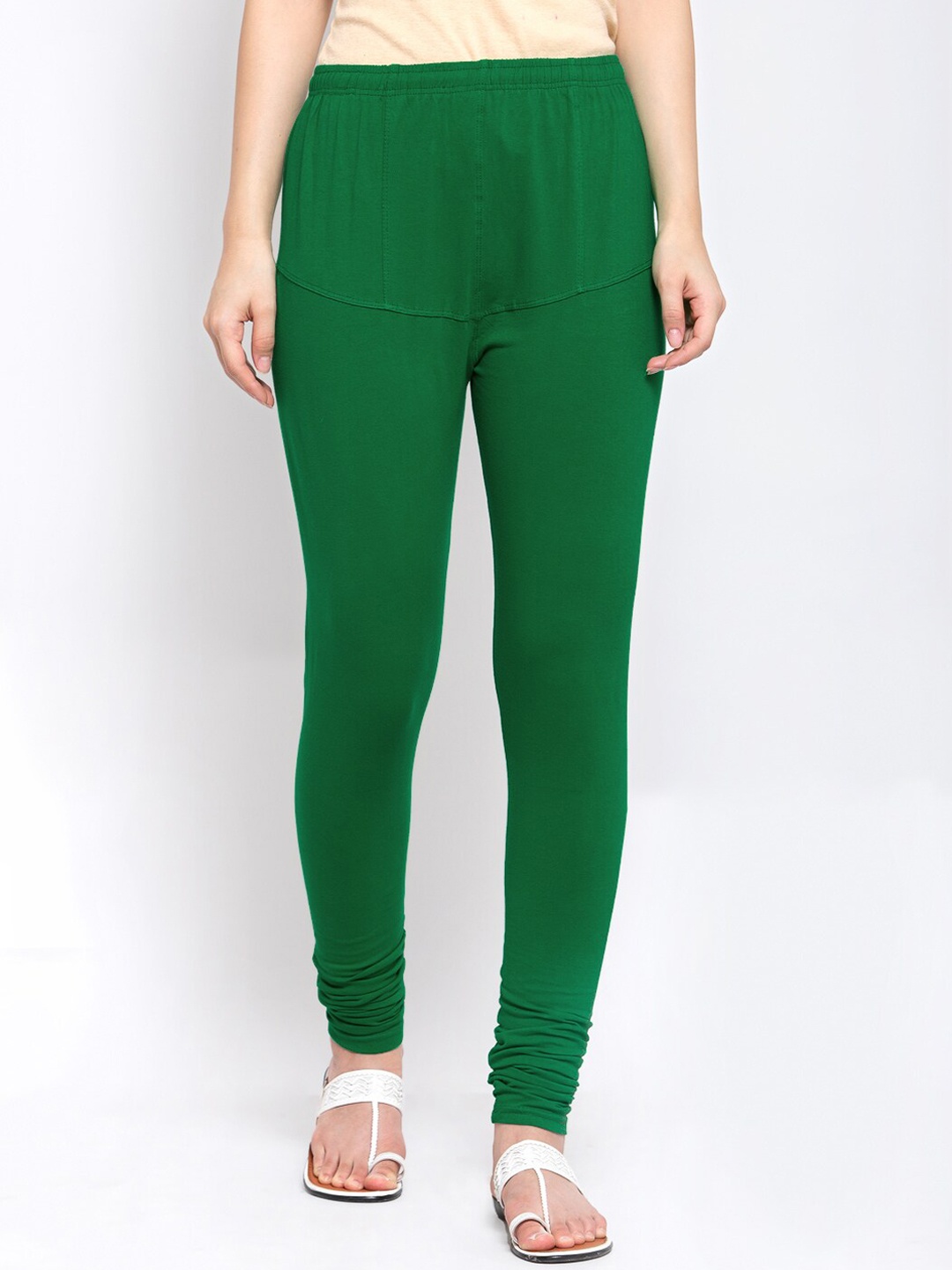 

KLOTTHE Women Green Solid Churidar-Length Leggings