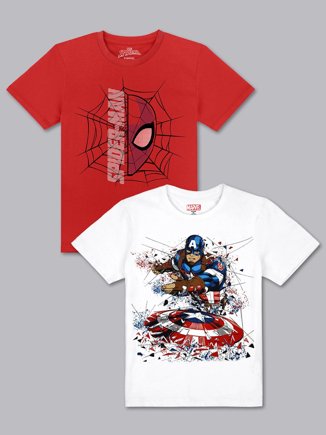 

Kids Ville Kids-Boys Red & White 2 Avengers Printed T-shirt