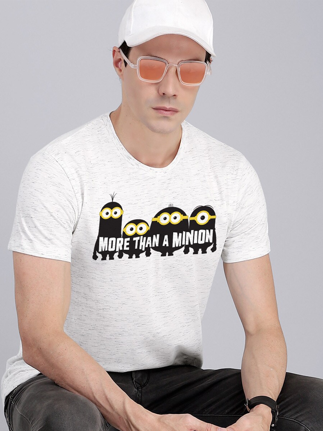 

Free Authority Men White Typography Minions Printed T-shirt