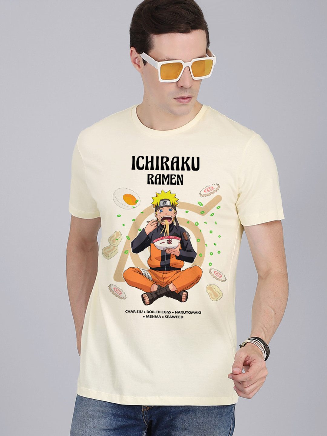 

Free Authority Naruto Printed Tshirt For Men, Off white