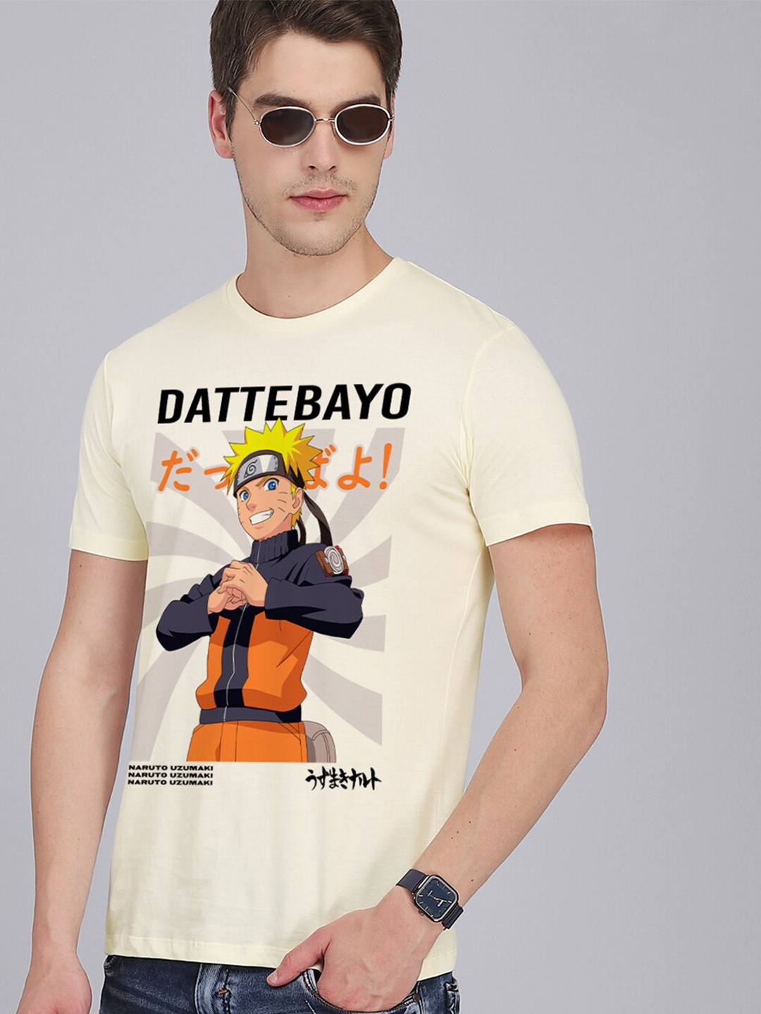 

Free Authority Men Off White Naruto Printed White Tshirt