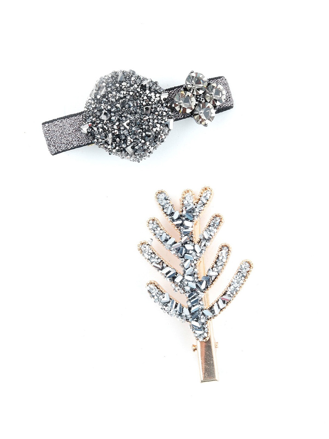

ODETTE Women Black Embellished Alligator Hair Clip