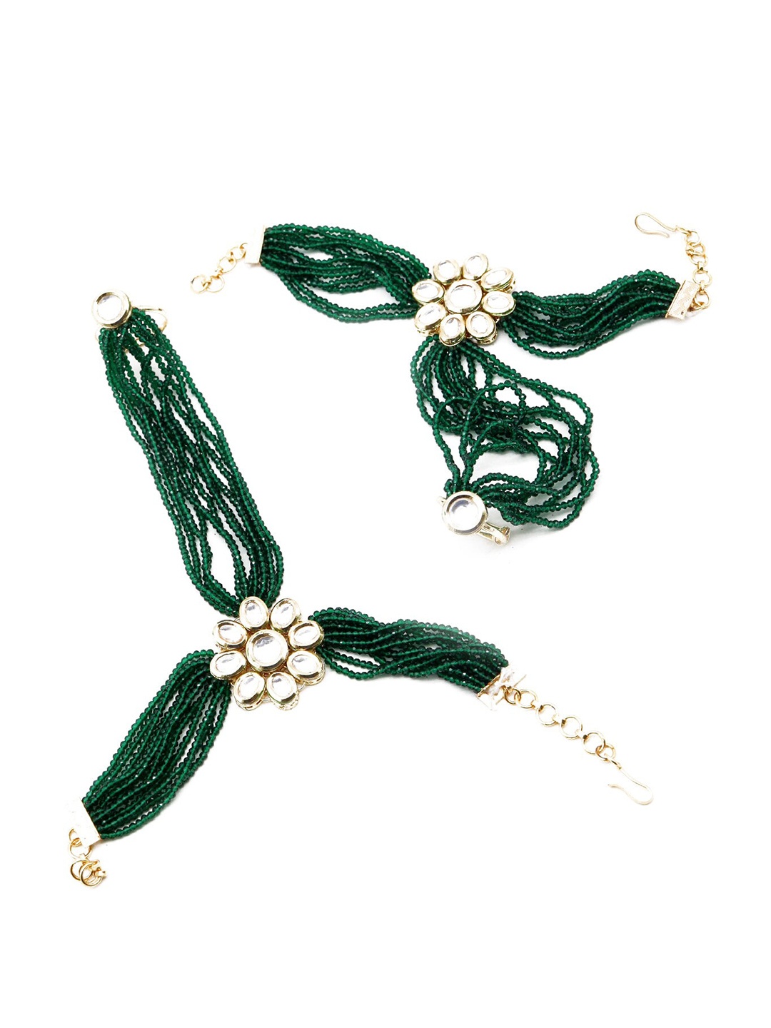 

ODETTE Women Green Beaded Armlet Bracelet