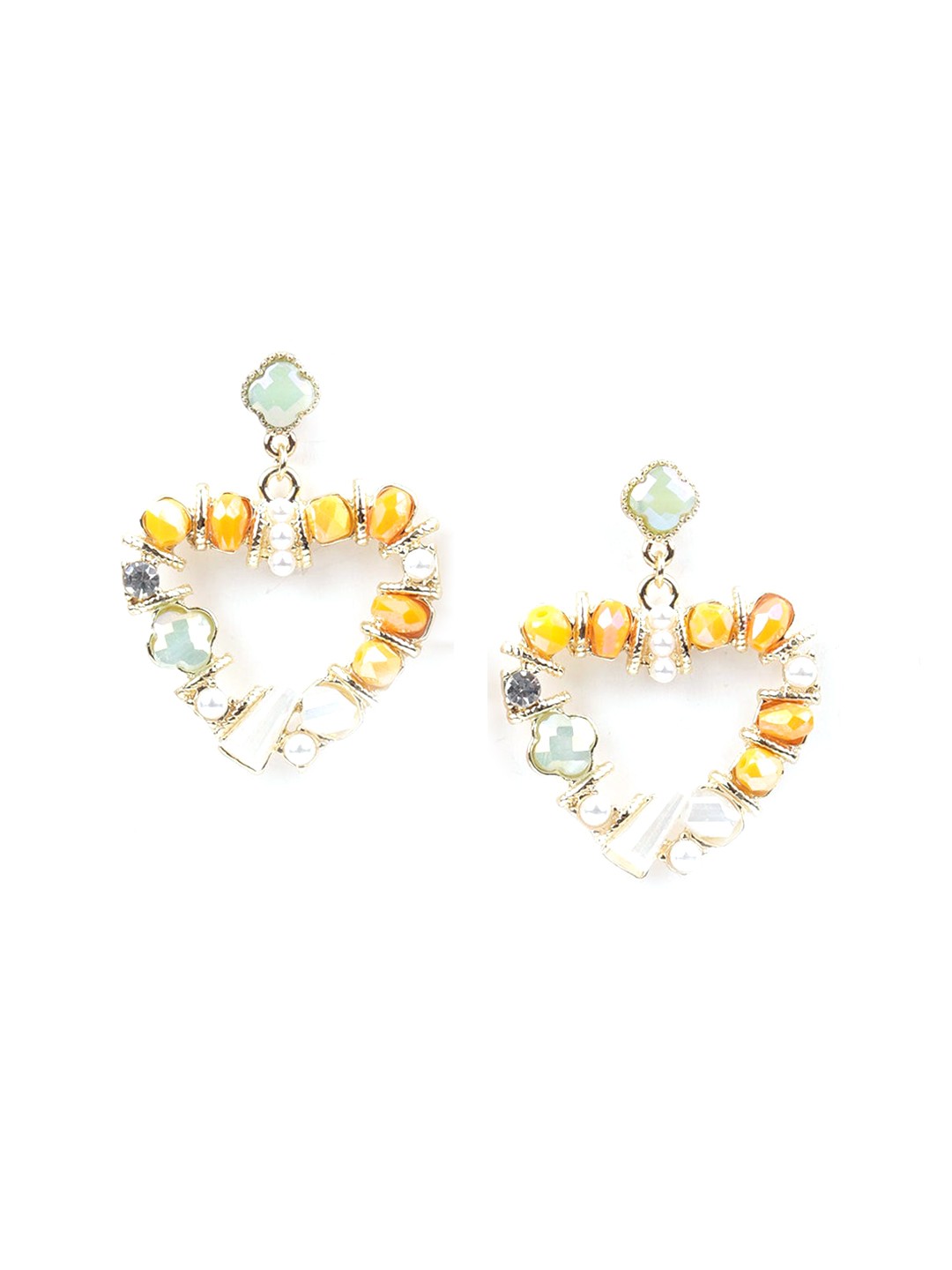 

ODETTE Yellow Contemporary Drop Earrings, Gold