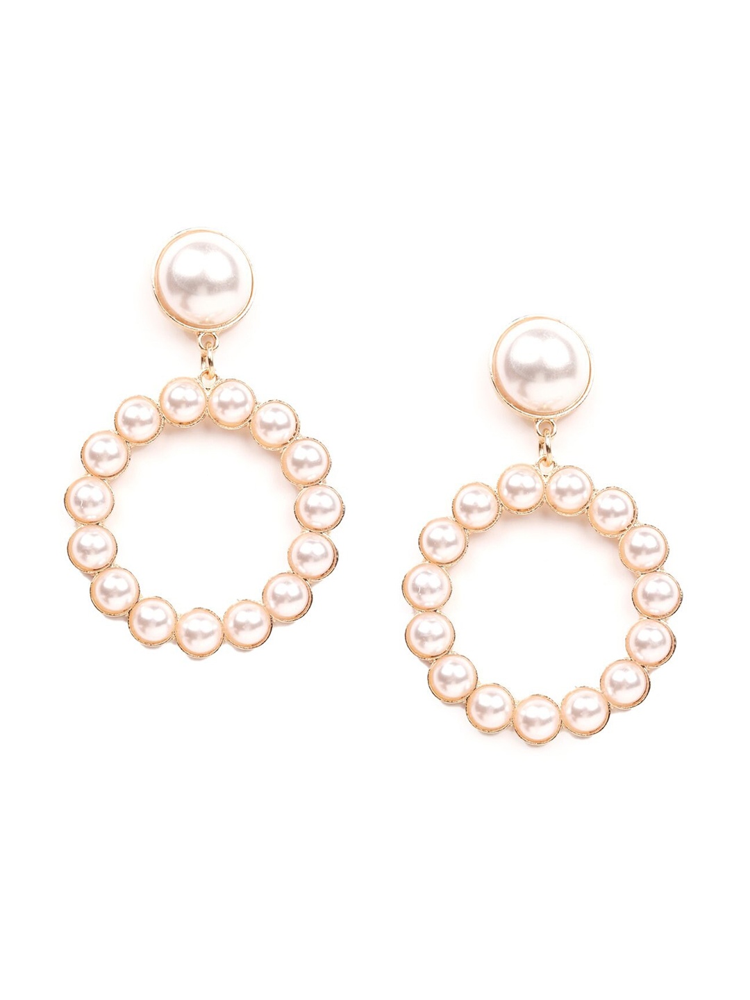 

ODETTE White & Gold-Toned Classic Drop Earrings