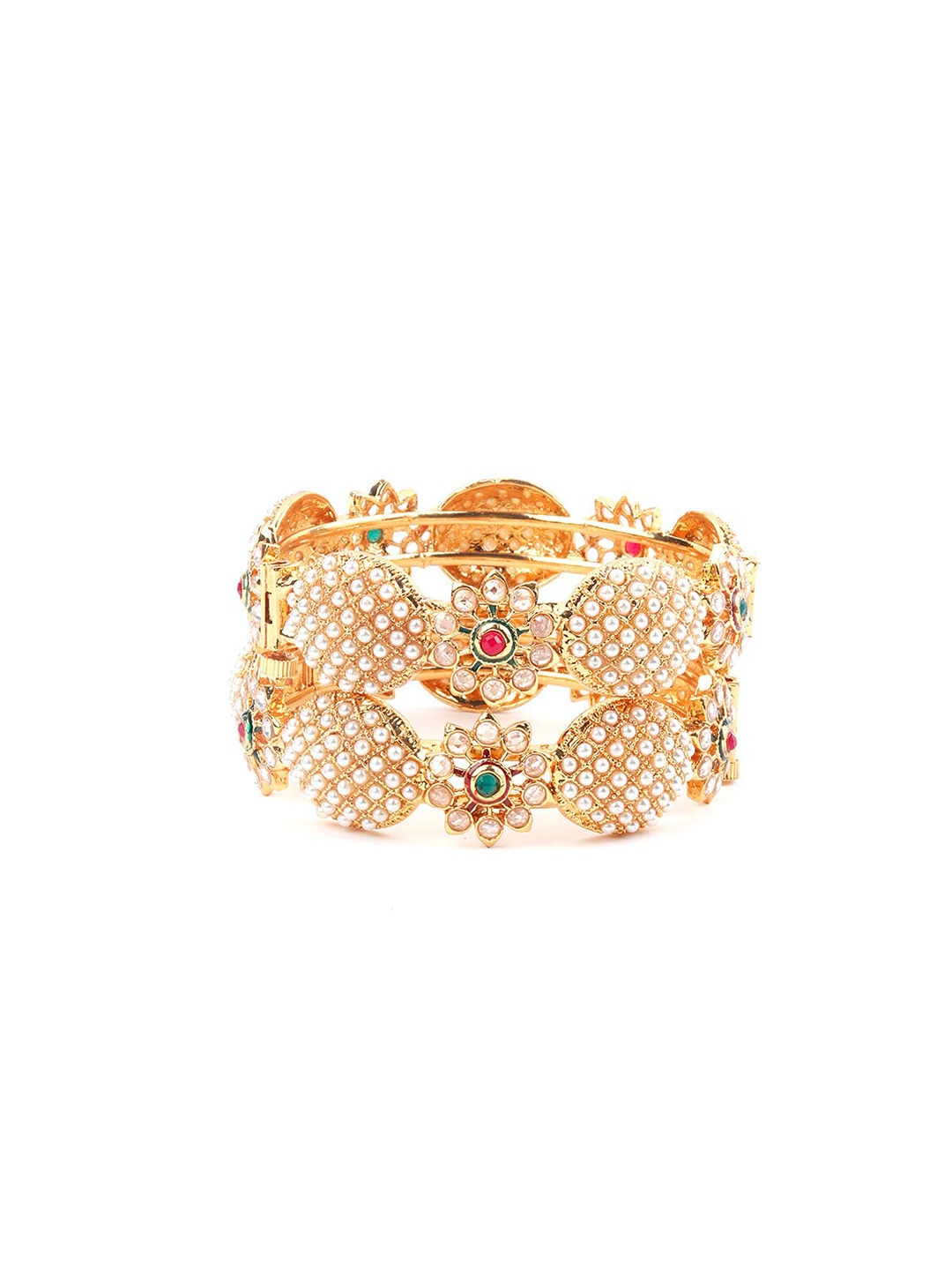 

ODETTE Women Gold-Toned Ethnic Cuff Bracelet