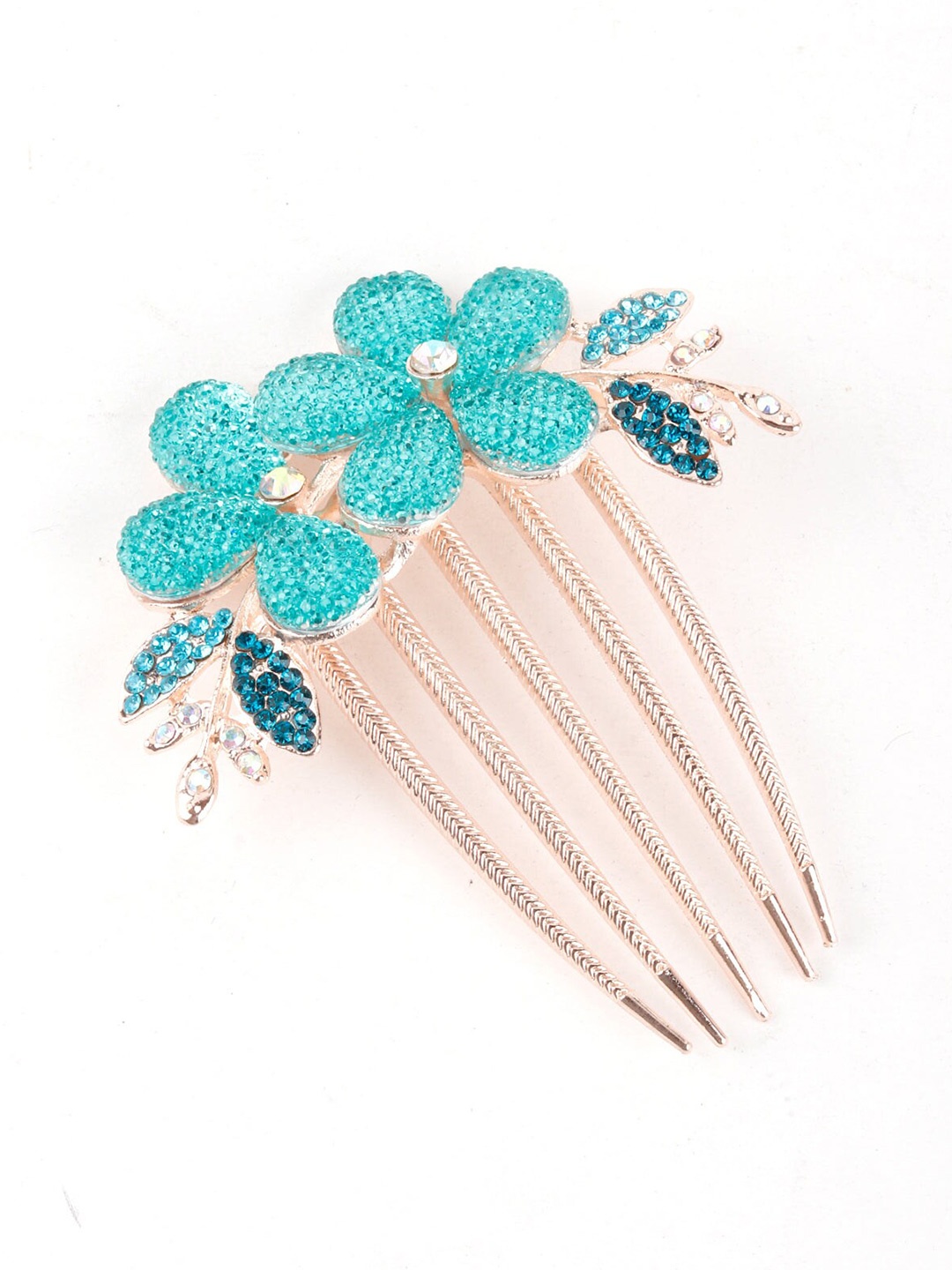 

ODETTE Women Blue & Gold-Toned Embellished Comb Pin