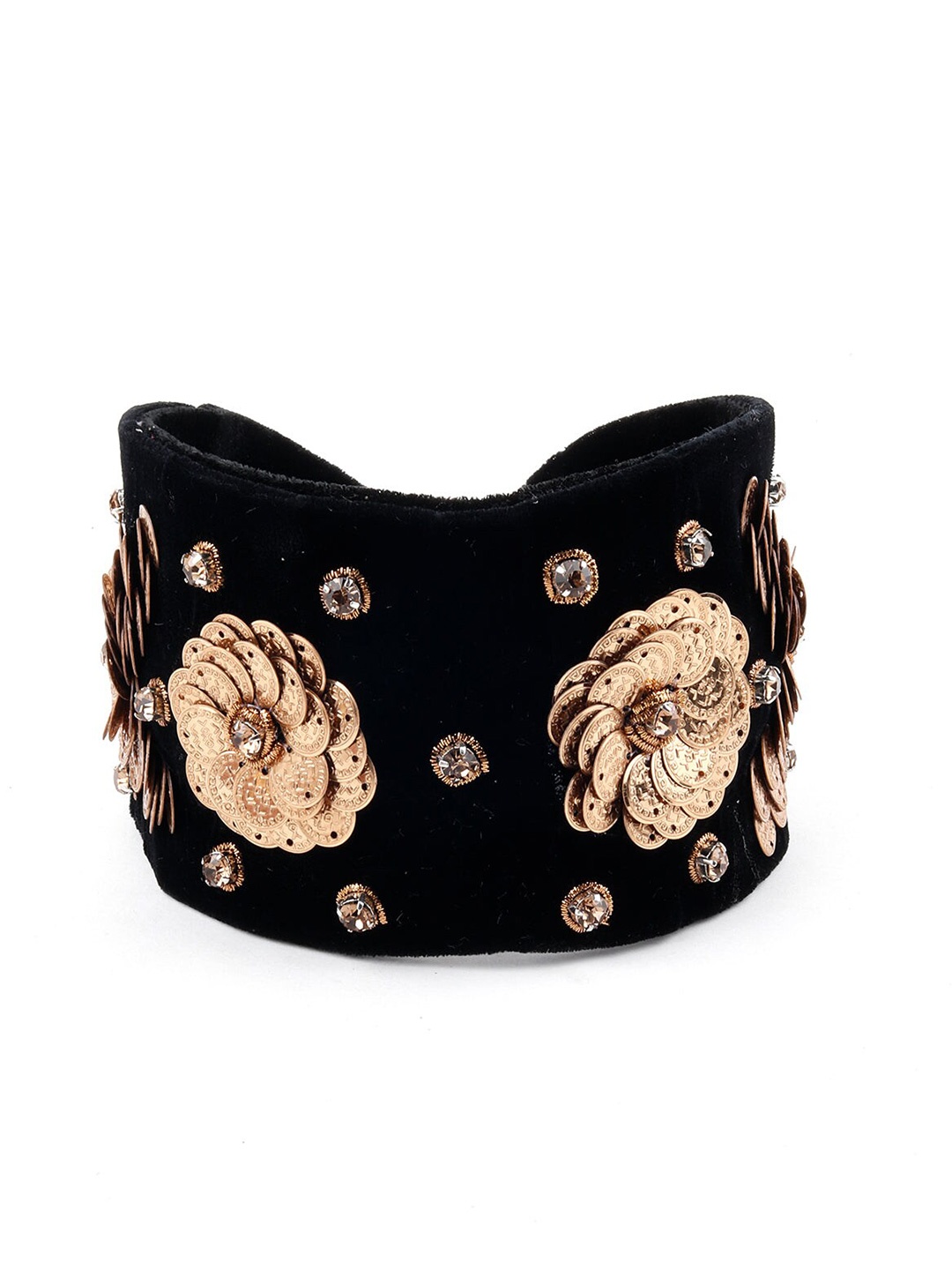 

ODETTE Women Black & Gold-Toned Embellished Hairband