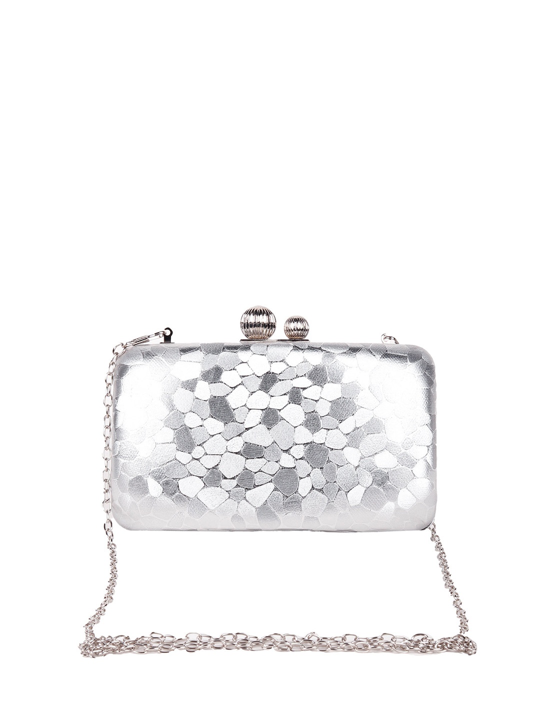 

ODETTE Silver-Toned Printed Box Clutch