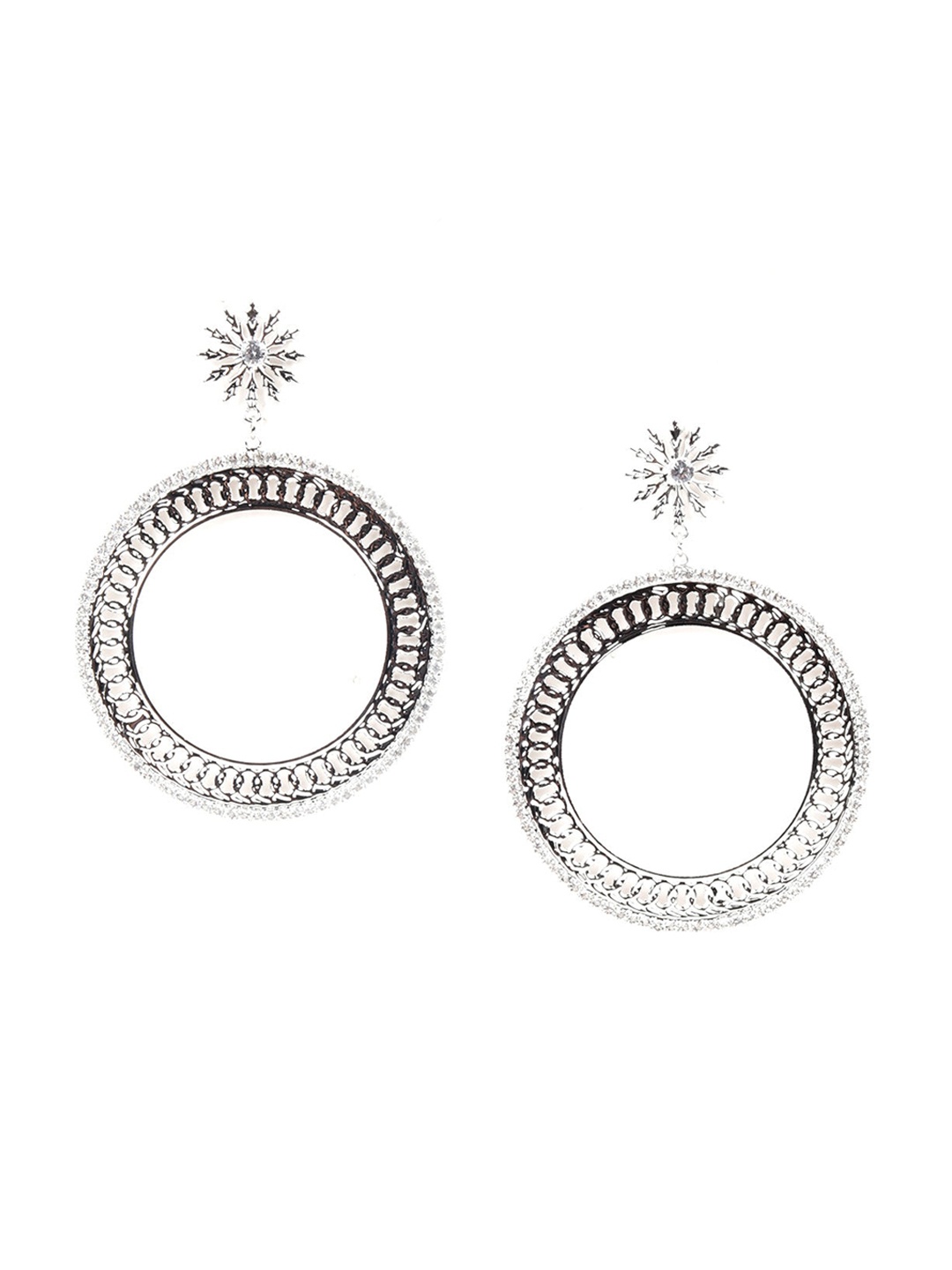 

ODETTE Silver-Toned Classic Drop Earrings