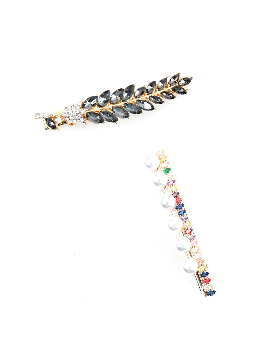 

ODETTE Women Set Of 2 Multicoloured Embellished Bumpit Hair Pin, Multi
