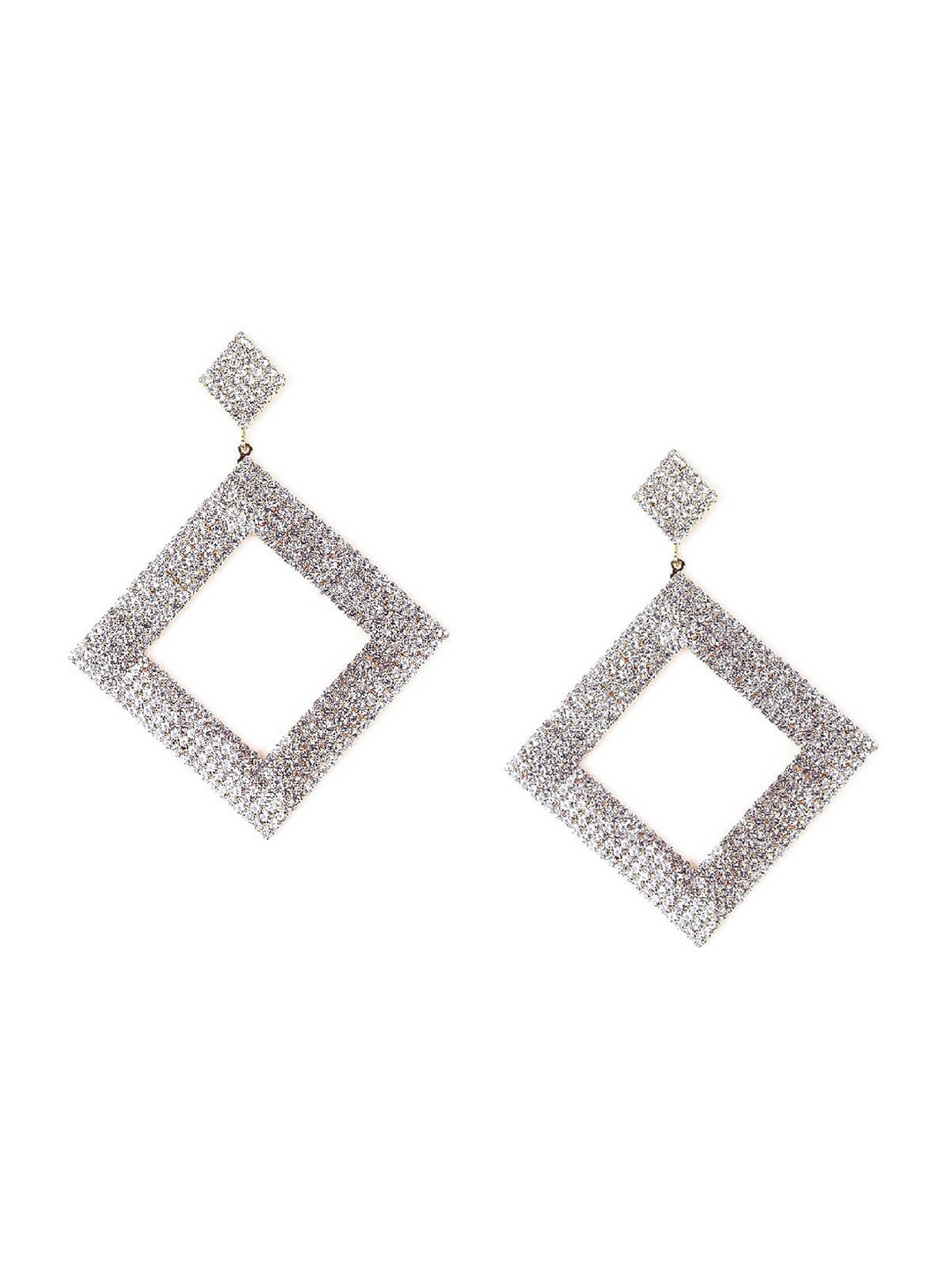 

ODETTE Gold-Toned & White Geometric Drop Earrings