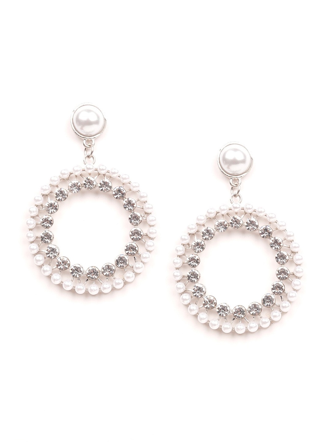 

ODETTE Silver-Toned Classic Drop Earrings