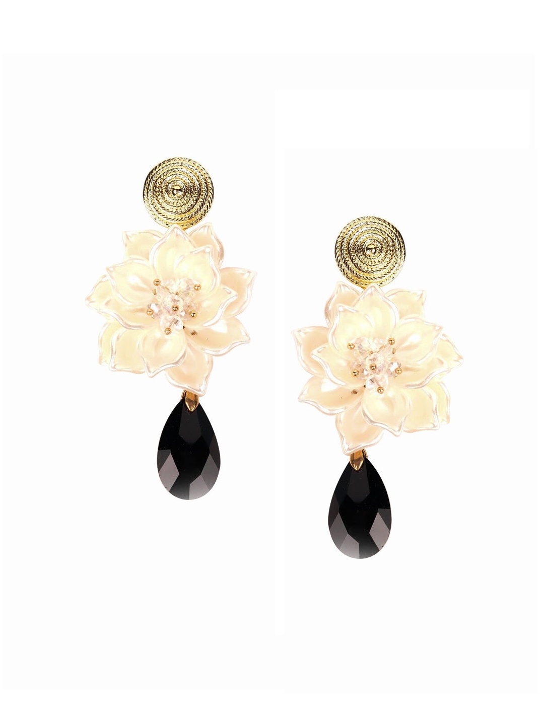 

ODETTE Gold-Toned & Off-White Contemporary Drop Earrings