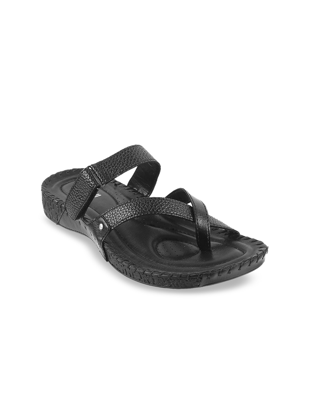 

Mochi Women Black Textured Open Toe Flats
