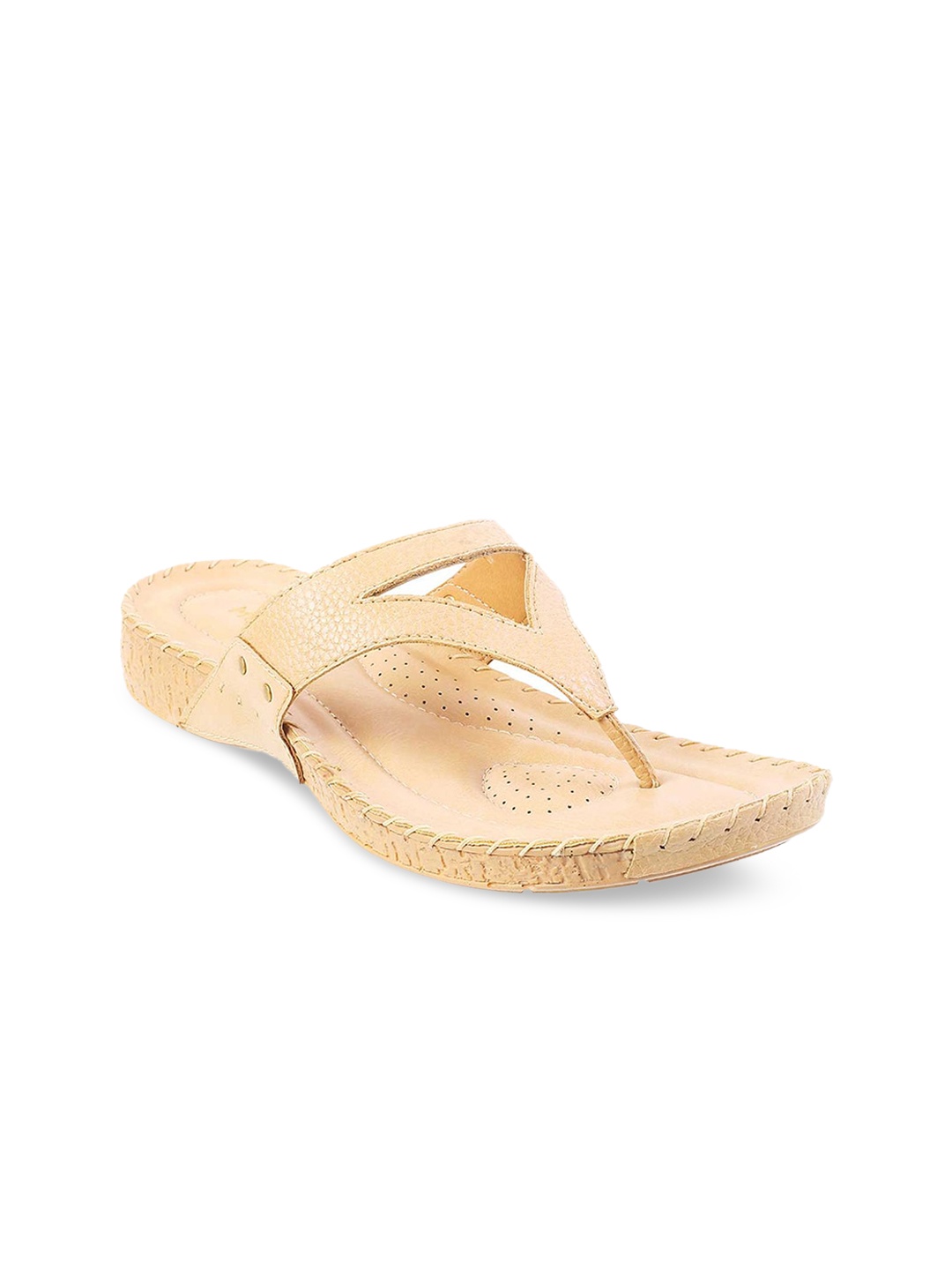 

Mochi Beige Textured Comfort Sandals
