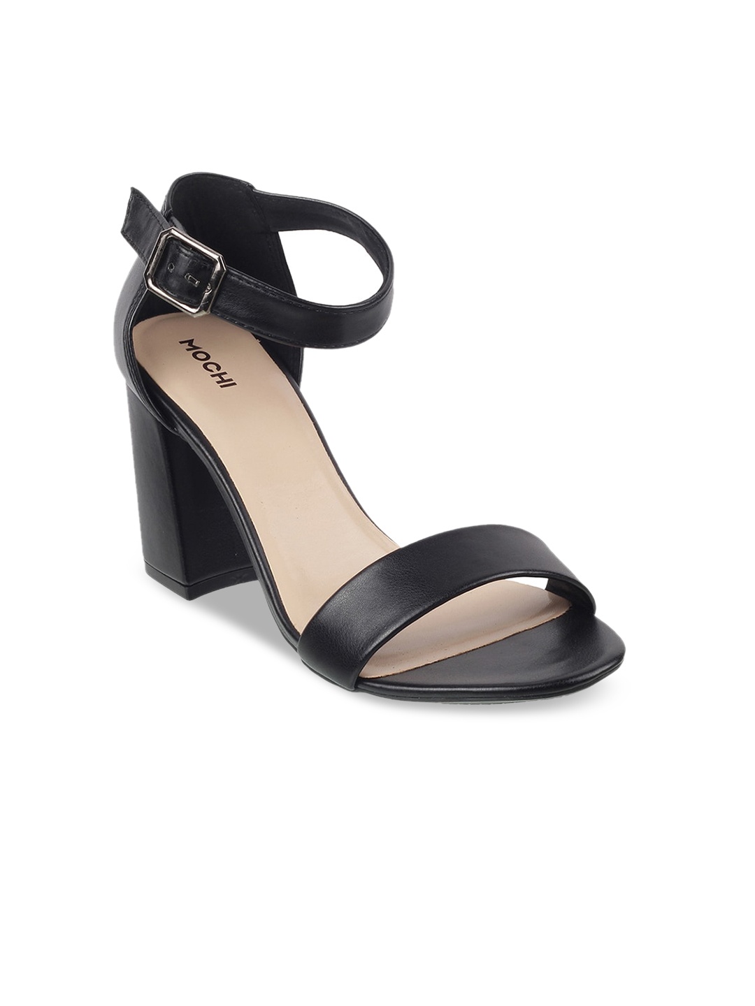 

Mochi Women Black Block Heels with Buckles