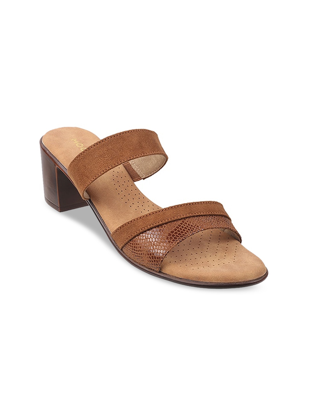 

Mochi Tan Textured Block Sandals