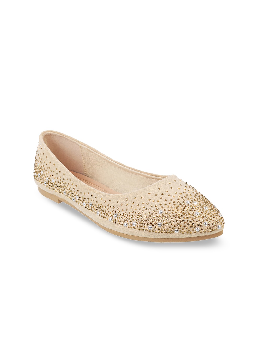 

Mochi Women Beige Embellished Ballerinas Flats