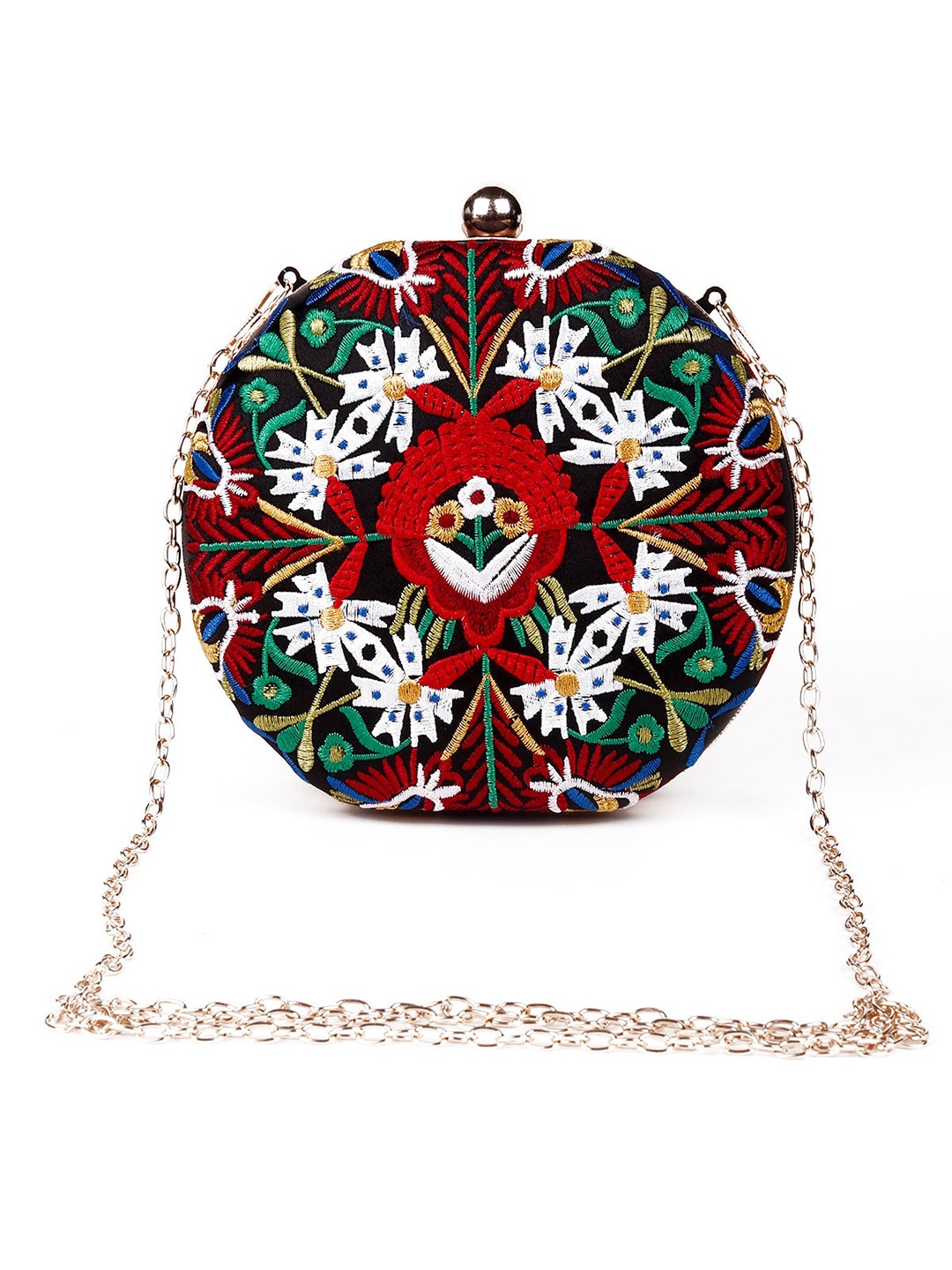 

ODETTE Black & Red Embroidered Box Clutch