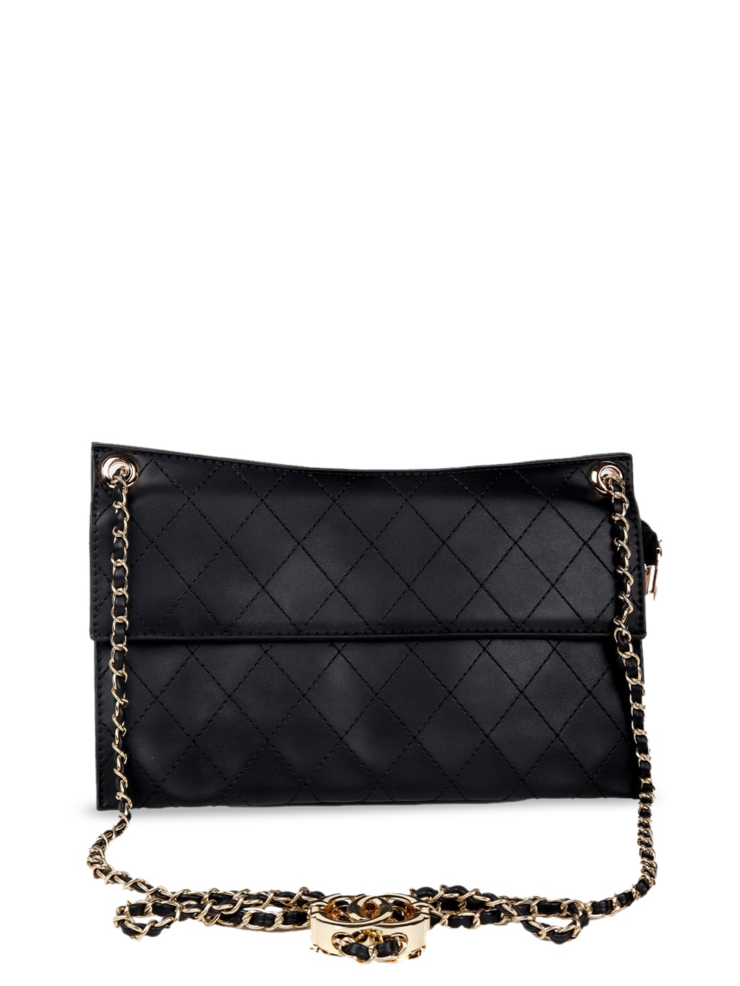 

ODETTE Black Checked Structured Sling Bag