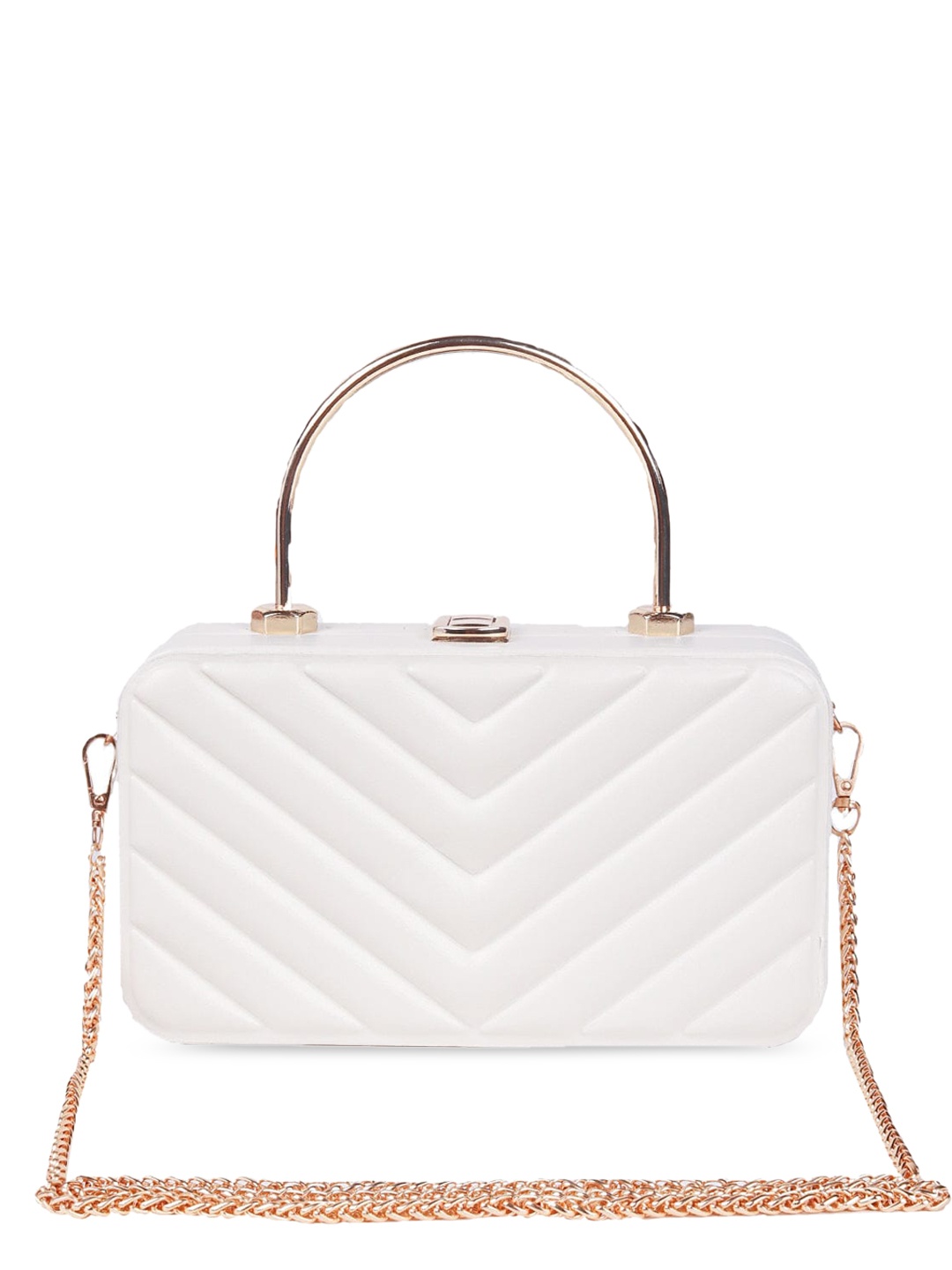 

ODETTE White Structured Sling Bag with Quilted