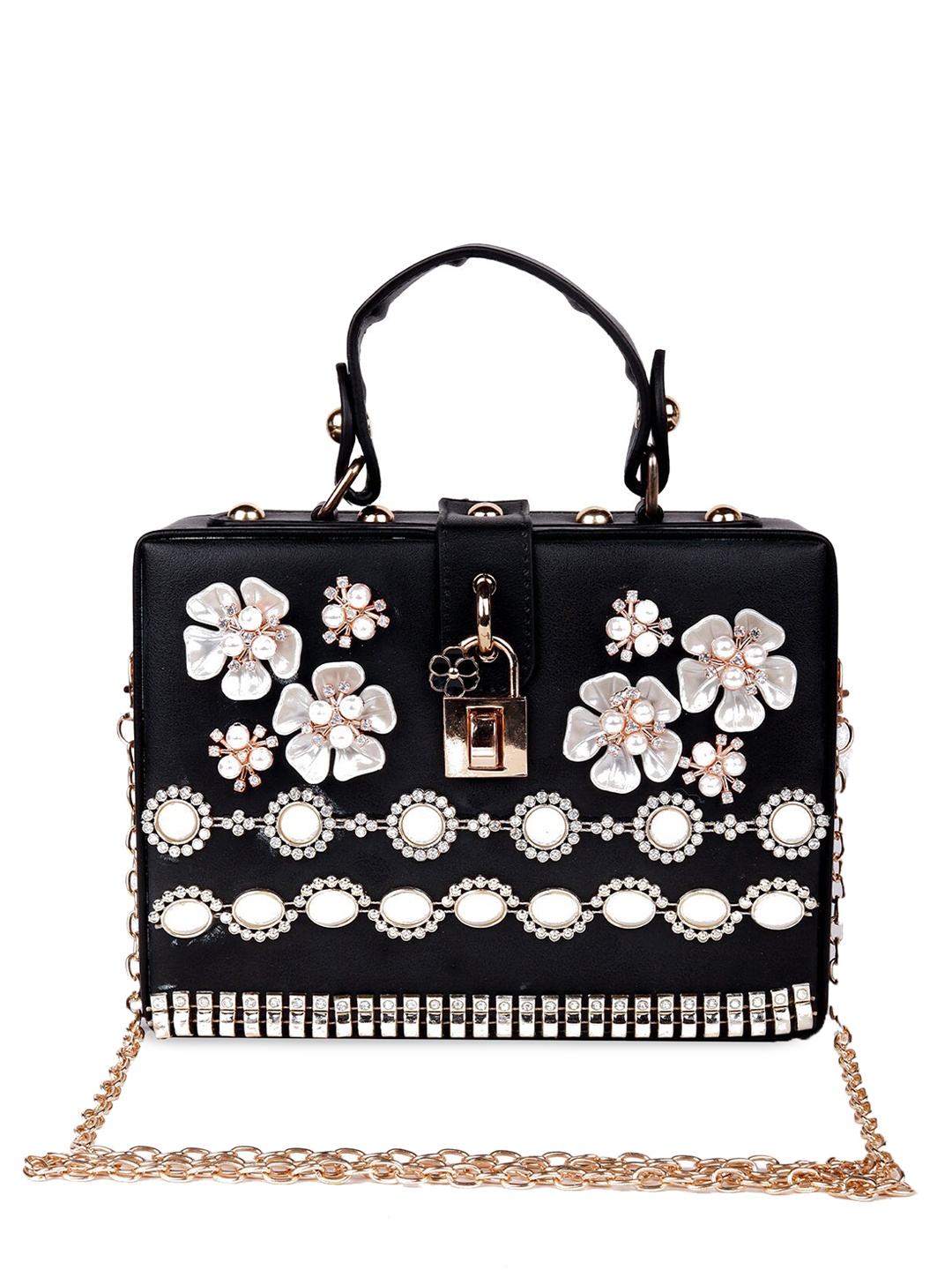 

ODETTE Black Leather Structured Handheld Bag