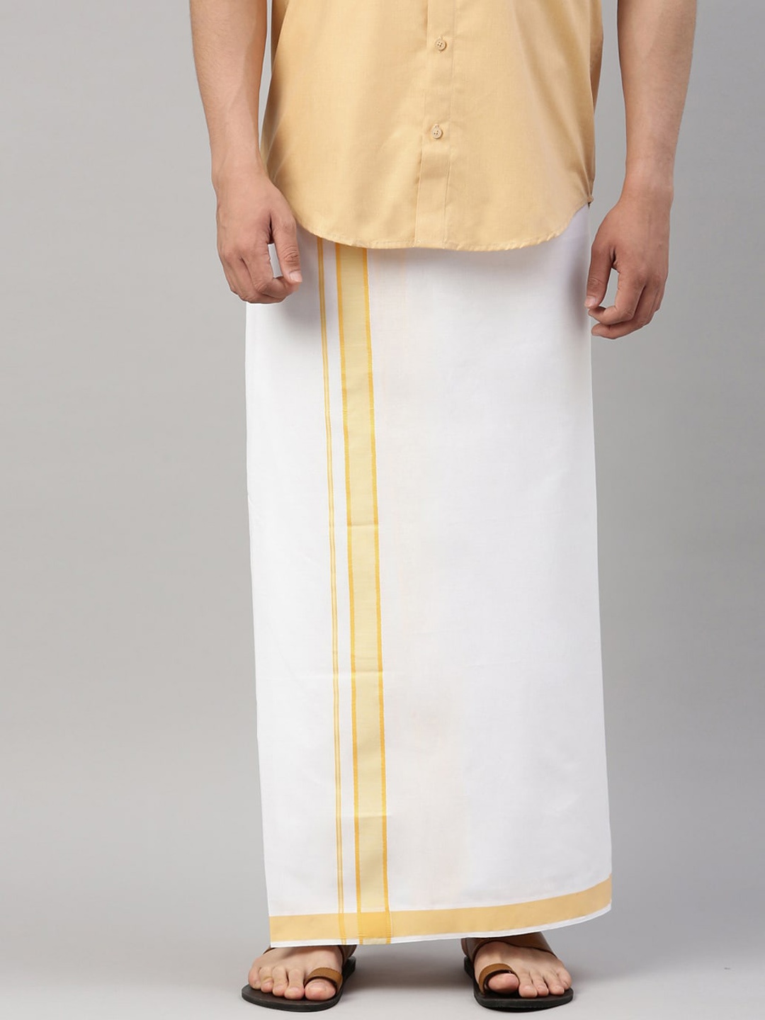 

Jansons Men White Solid Pure Cotton Dhoti