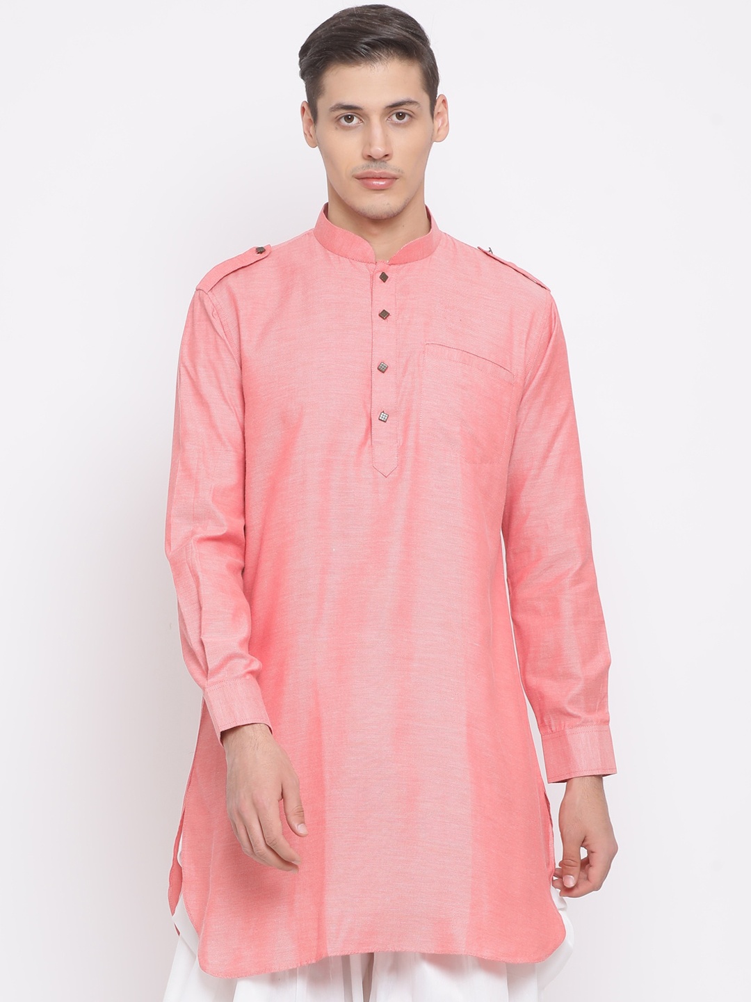 

VASTRAMAY Men Red Thread Work Kurta