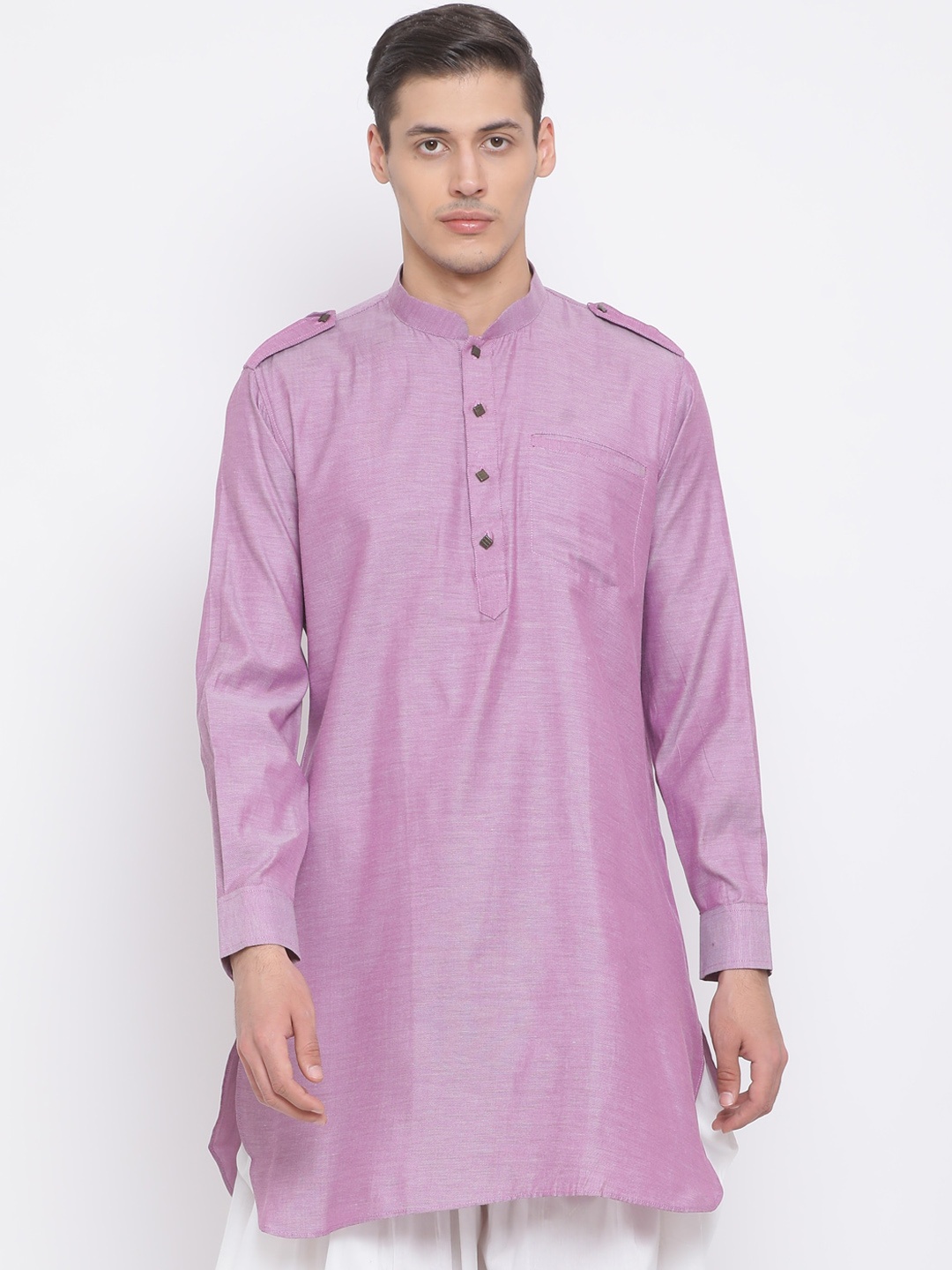 

VASTRAMAY Men Purple Solid Kurta