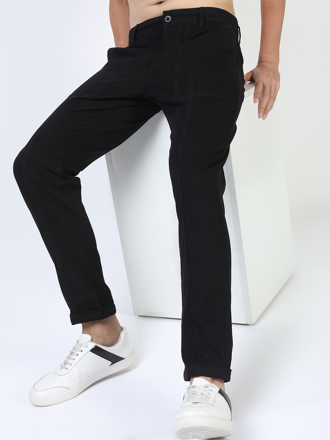 

HIGHLANDER Men Black Slim Fit Chinos Trousers