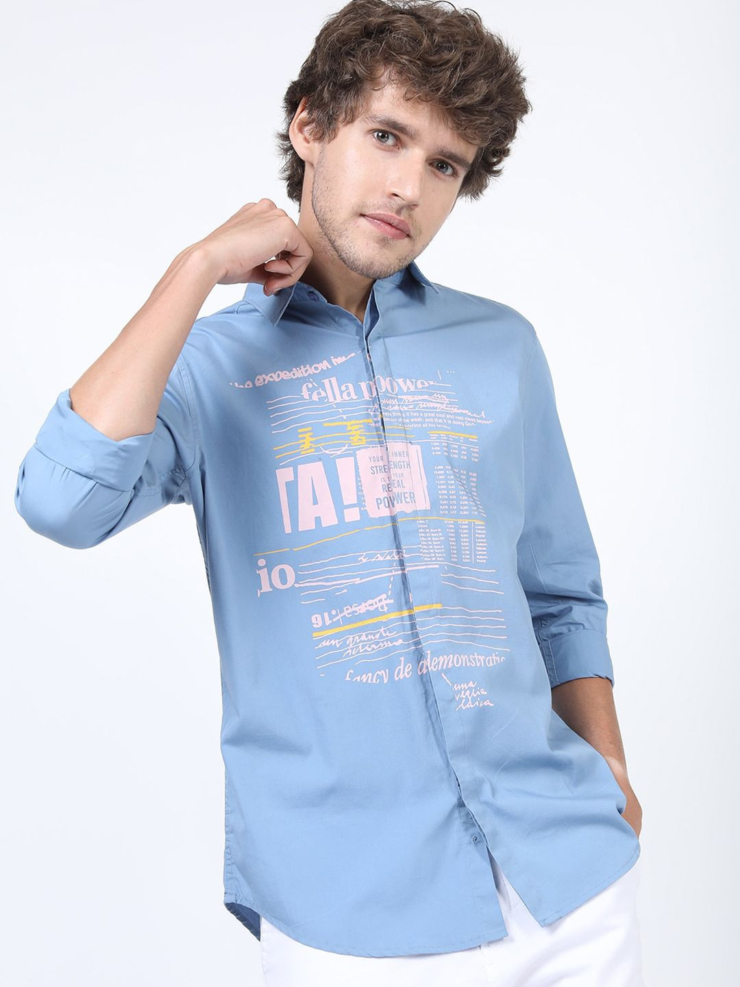 

HIGHLANDER Men Blue Slim Fit Printed Casual Shirt