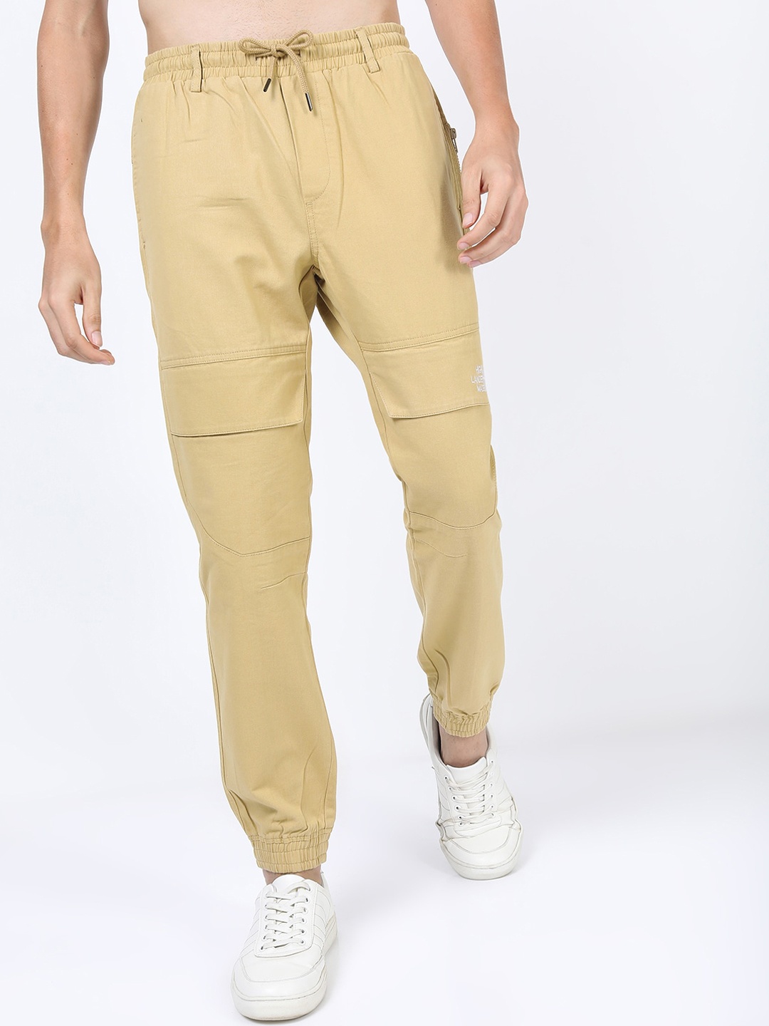 

HIGHLANDER Men Beige Mid Rise Regular Fit Joggers Trousers