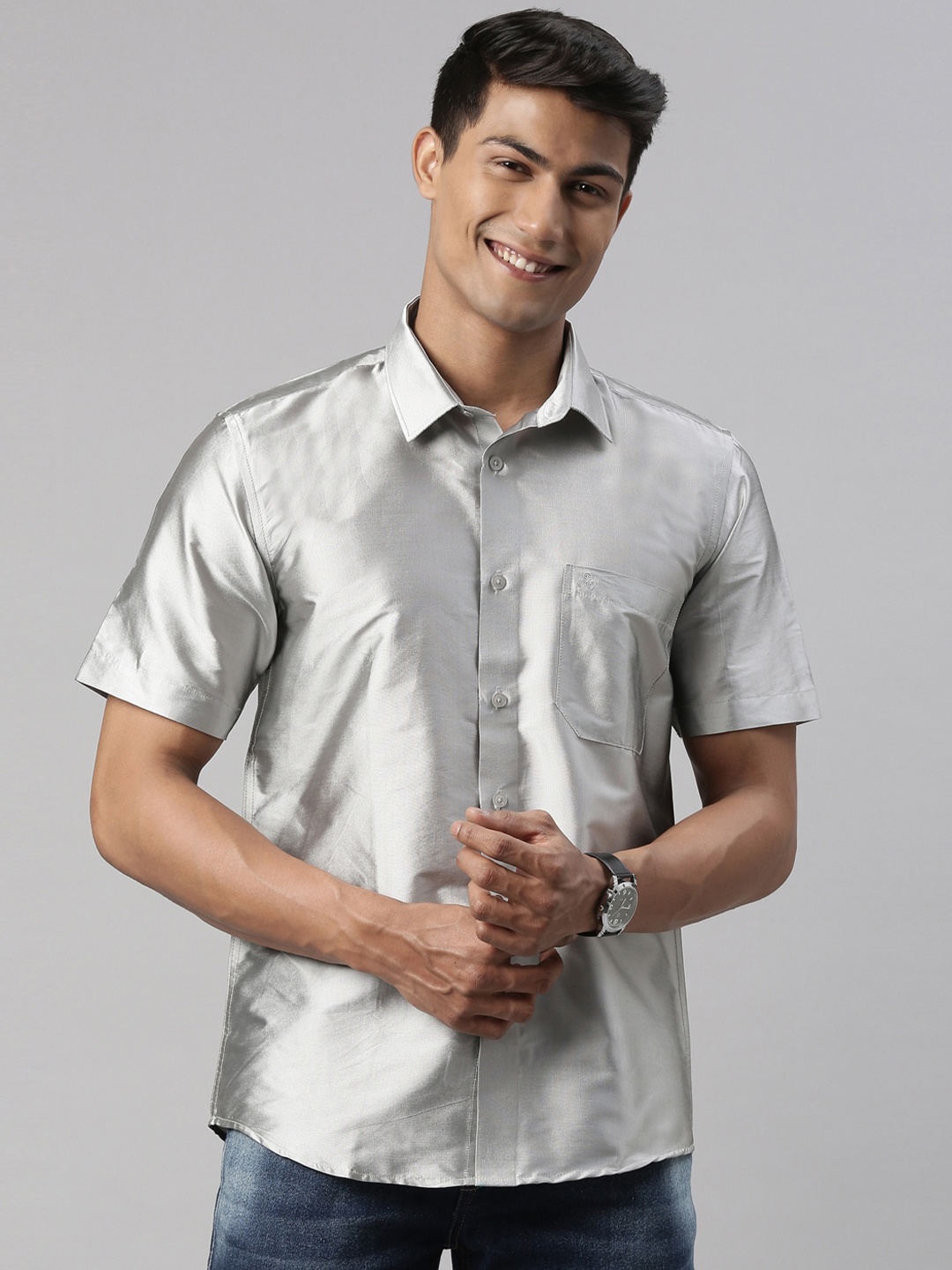 

TATTVA Men Silver-Toned Casual Shirt