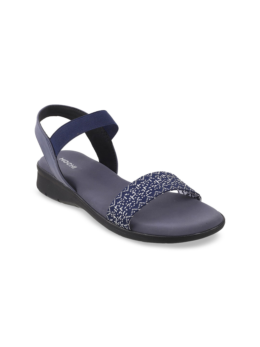 

Mochi Women Blue Woven Design Open Toe Flats