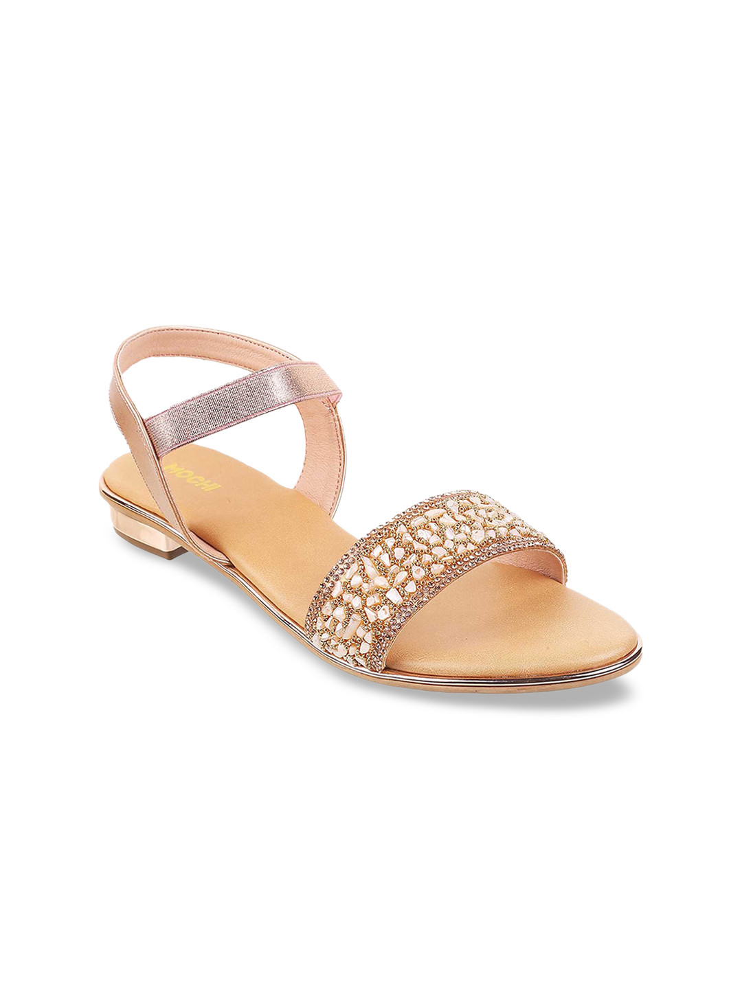 

Mochi Women Pink Embellished Open Toe Flats